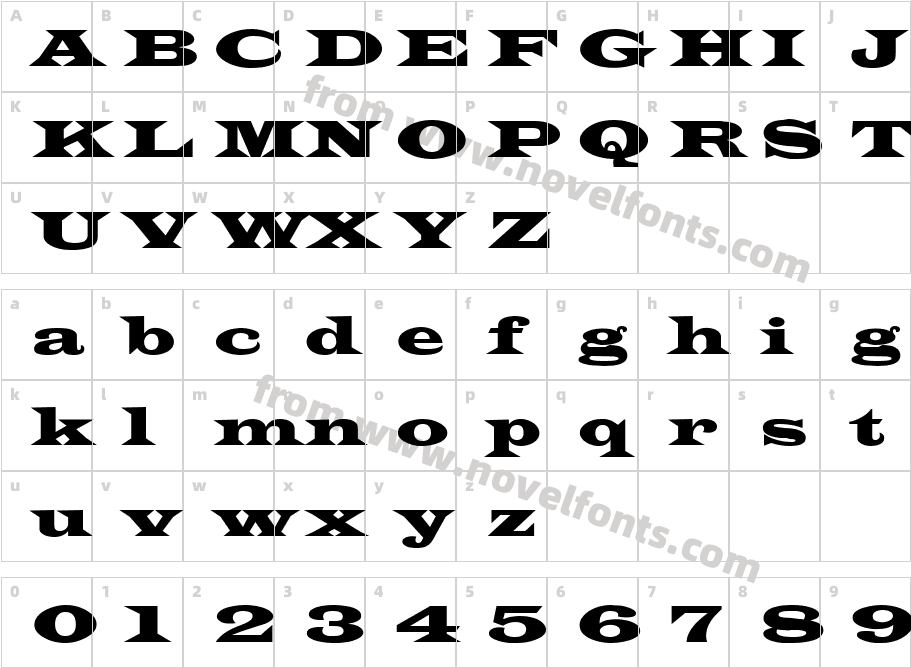 Latin WideAZPS NormalCharacter Map