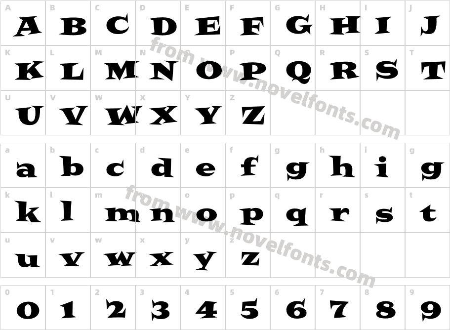 Latino SambaCharacter Map