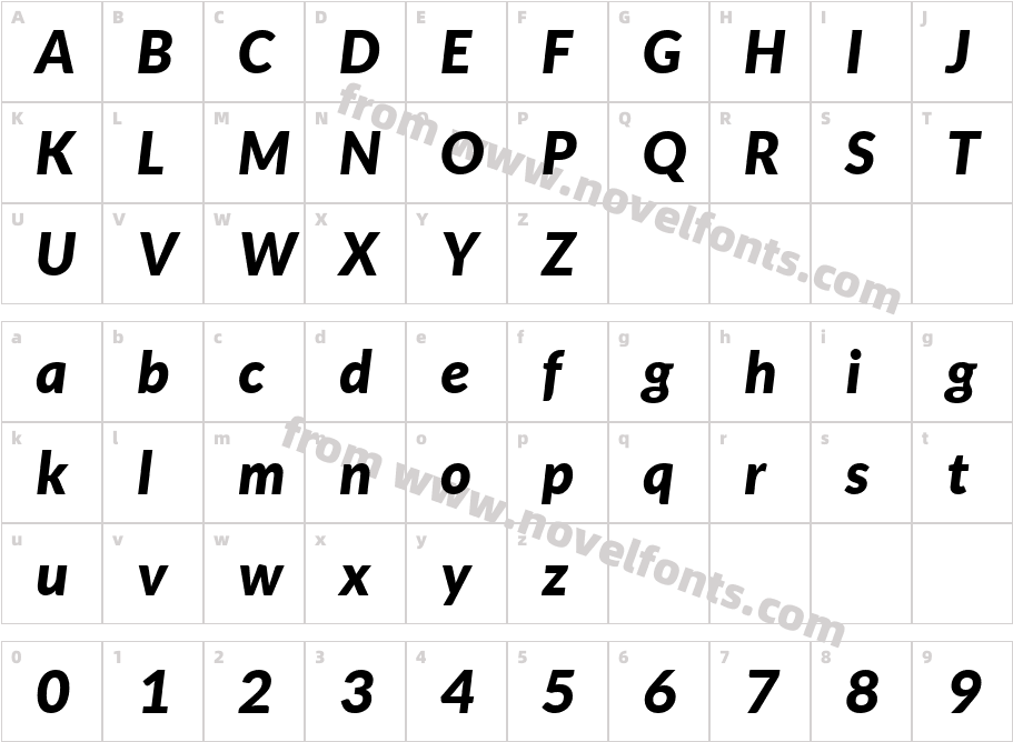 Lato Black ItalicCharacter Map