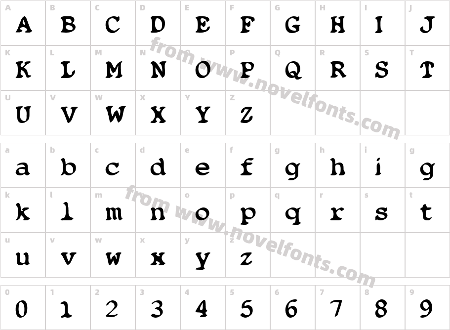 Blobfont G98Character Map