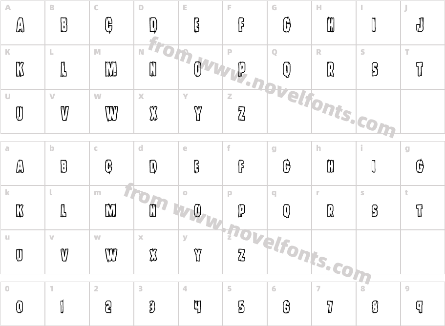 Leatherface Bold OutlineCharacter Map