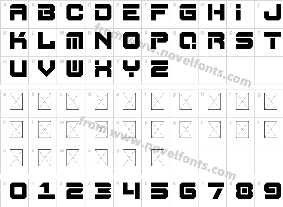 Bloc Tek RegularCharacter Map