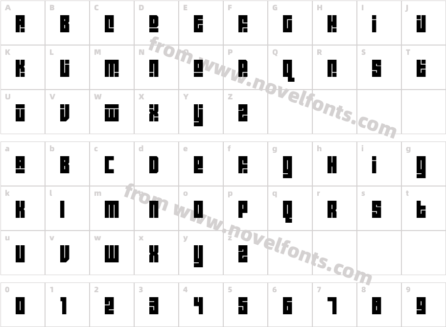 Block Out RegularCharacter Map