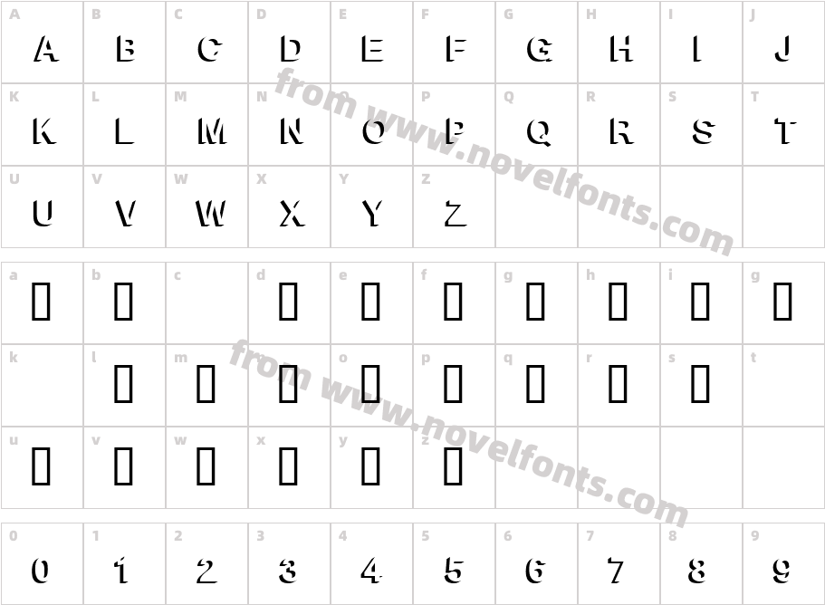 Block Shadow BoldCharacter Map