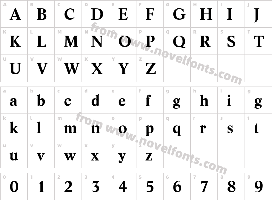 Ligature BoldCharacter Map