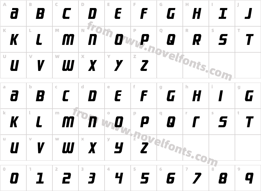 Lightsider CondensedCharacter Map