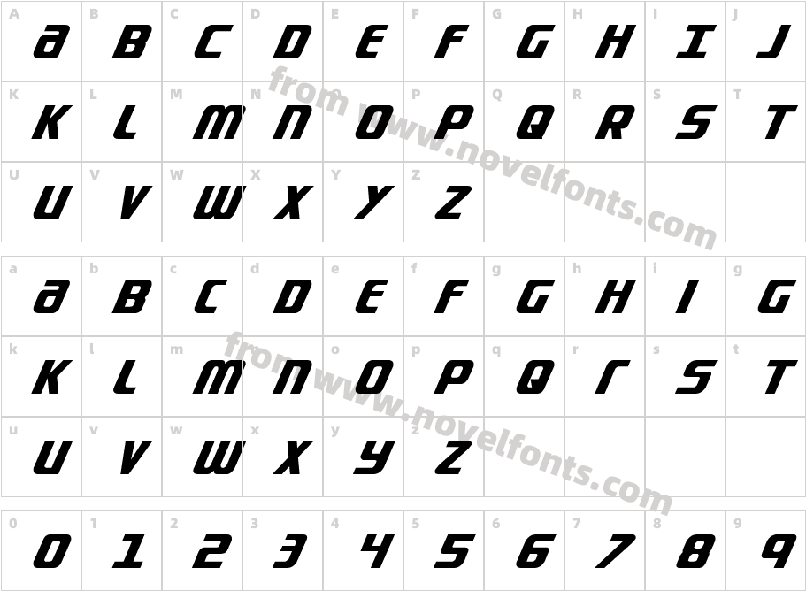 Lightsider Ultra ItalicCharacter Map