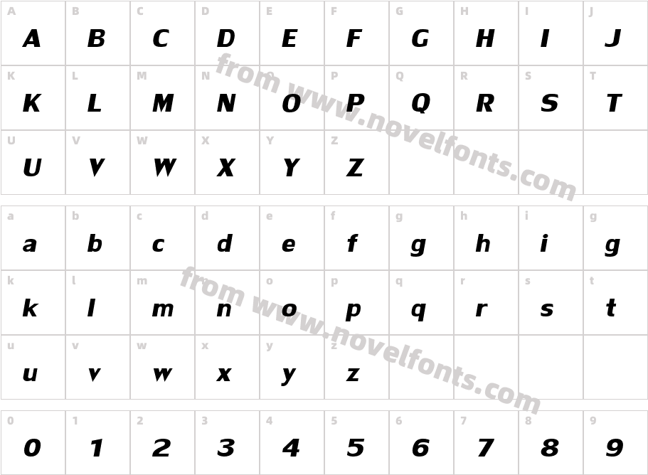 LilyUPC Bold ItalicCharacter Map