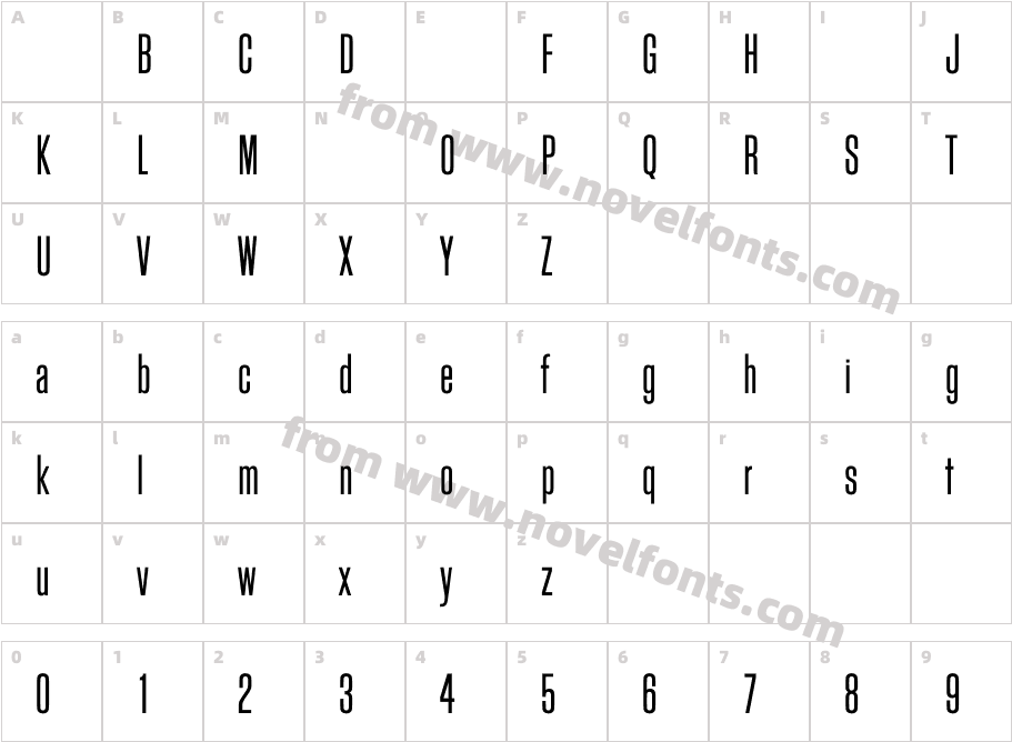 BlockGothicLightExtraCondCharacter Map