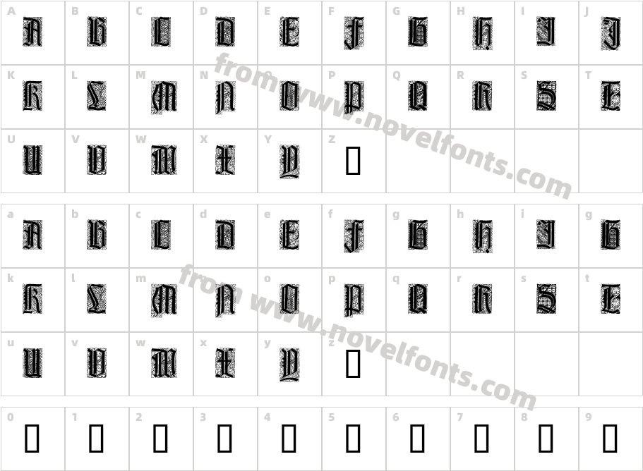 Liturgisch ZierbuchstabenCharacter Map