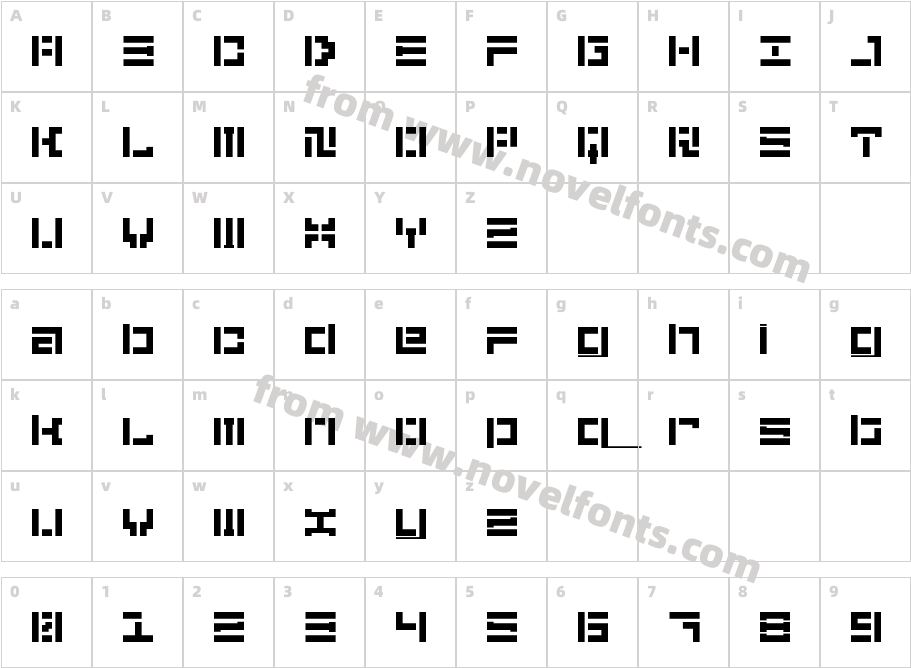 5Didgit Stencil RegularCharacter Map