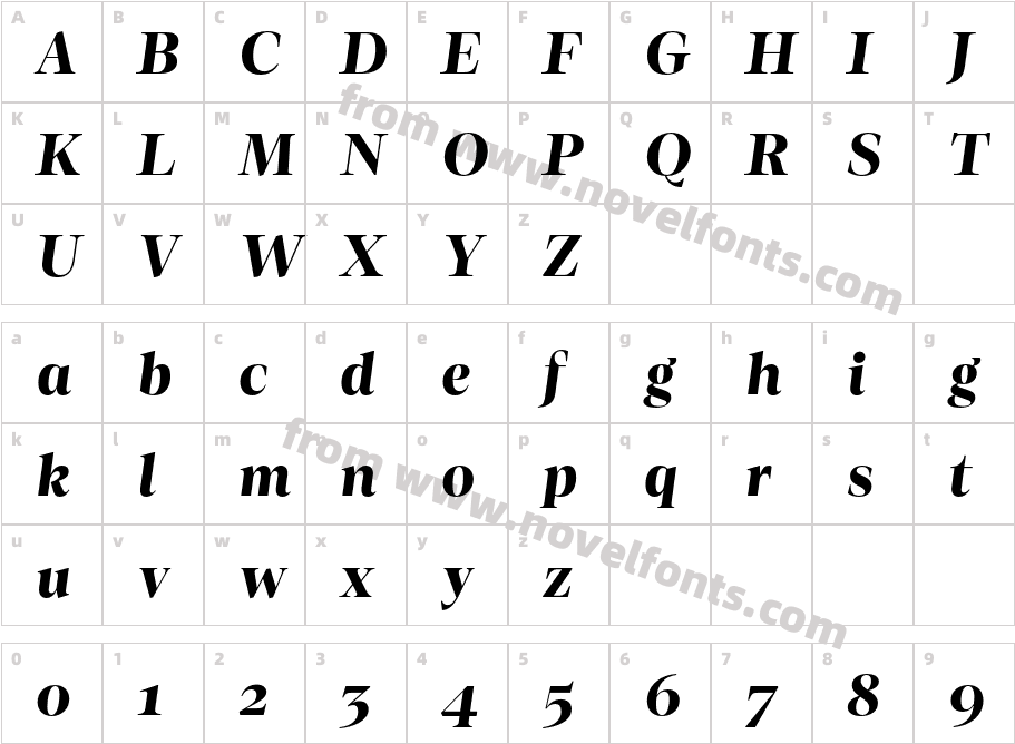 Loretta Bold Italic DisplayCharacter Map