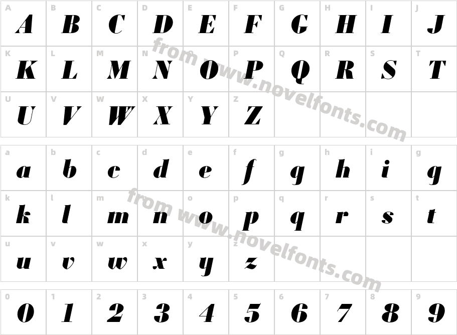 Louvette Display Ultra ItalicCharacter Map