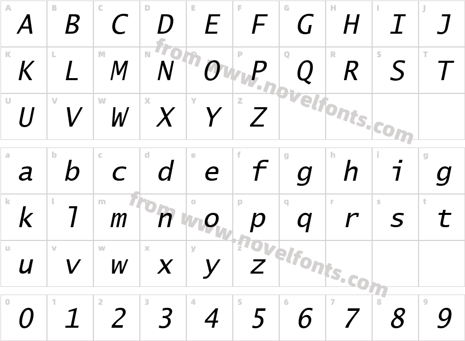 Lucida Sans Typewriter ObliqueCharacter Map