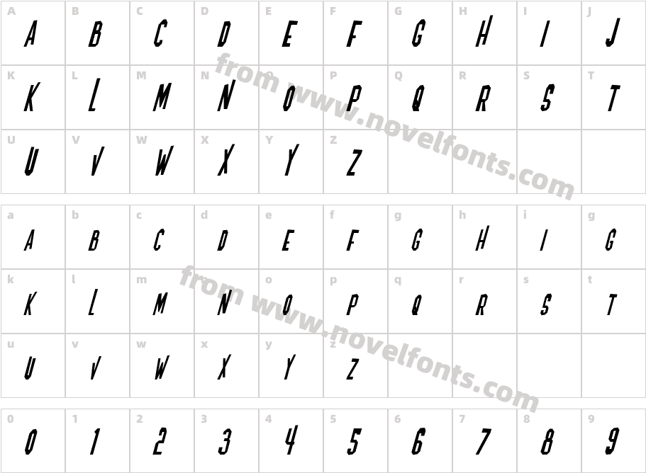 Blofeld ItalicCharacter Map