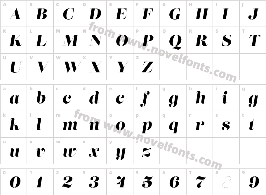 Lust Didone Display ItalicCharacter Map