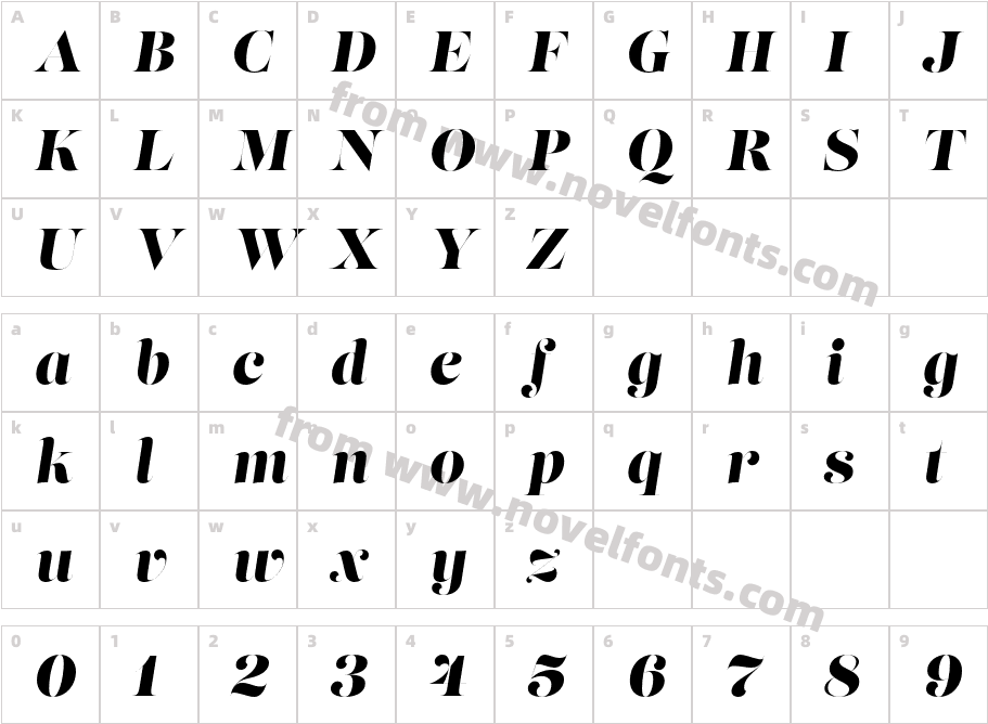 Lust Fine ItalicCharacter Map