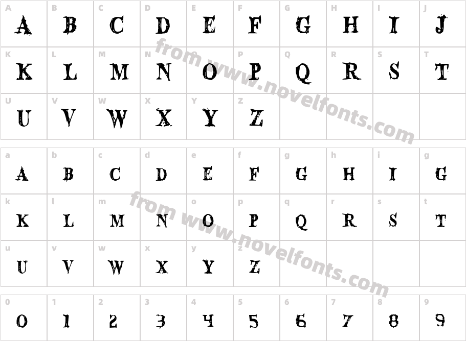 Blood Crow CondensedCharacter Map