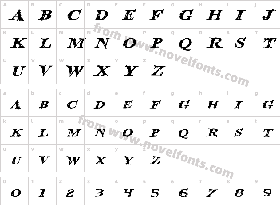 Blood Crow Expanded ItalicCharacter Map