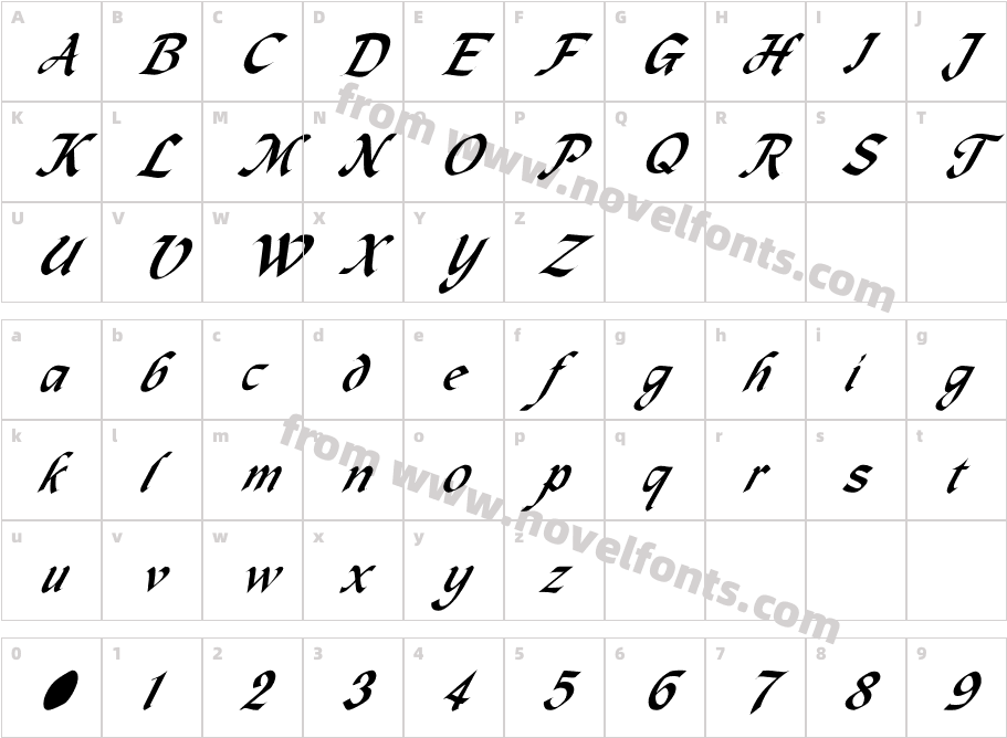 Mac Humaine ItalicCharacter Map