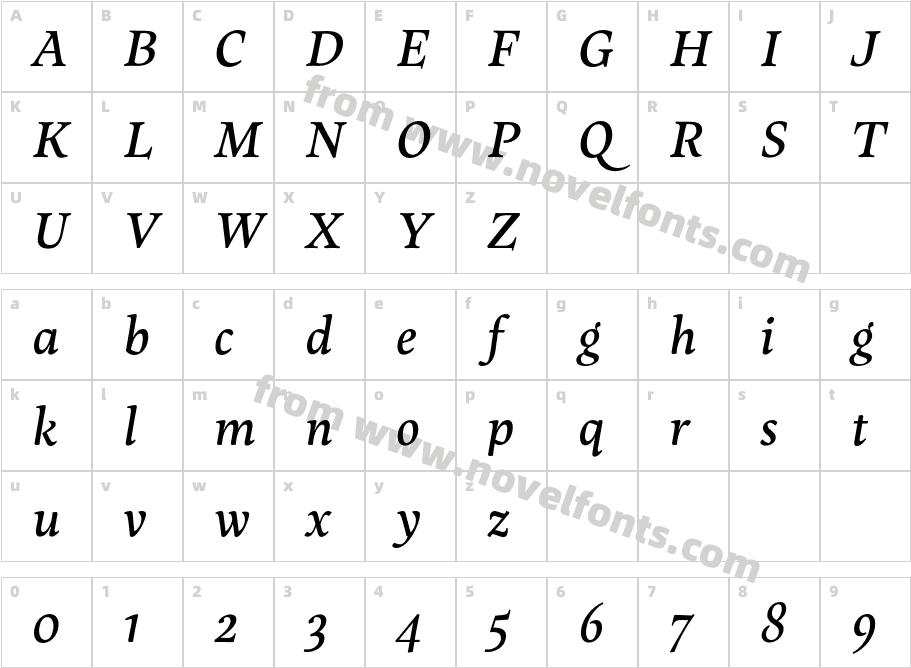 Maecenas Medium ItalicCharacter Map