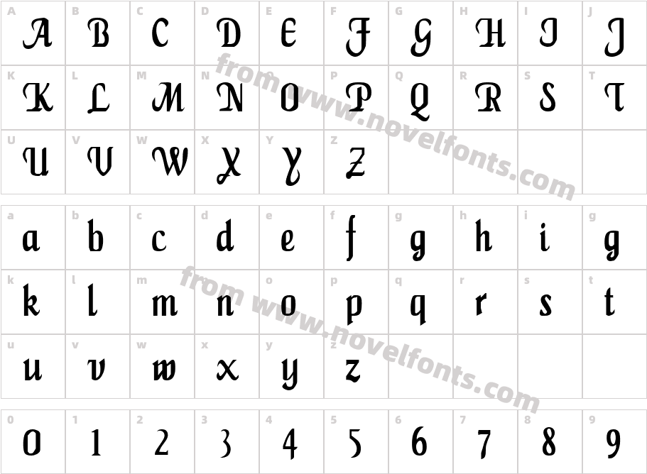 Maiden Word Condensed RegularSWFTECharacter Map