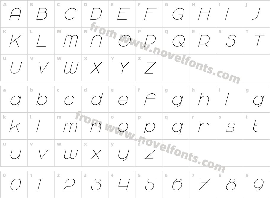 Majoram ItalicCharacter Map