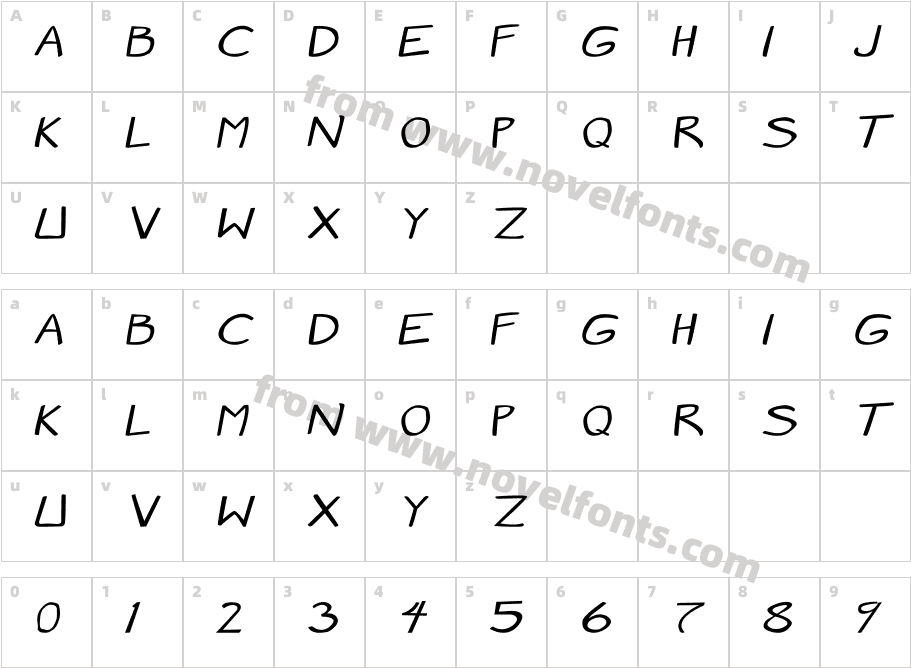 Manga speak 2 stocky ItalicCharacter Map