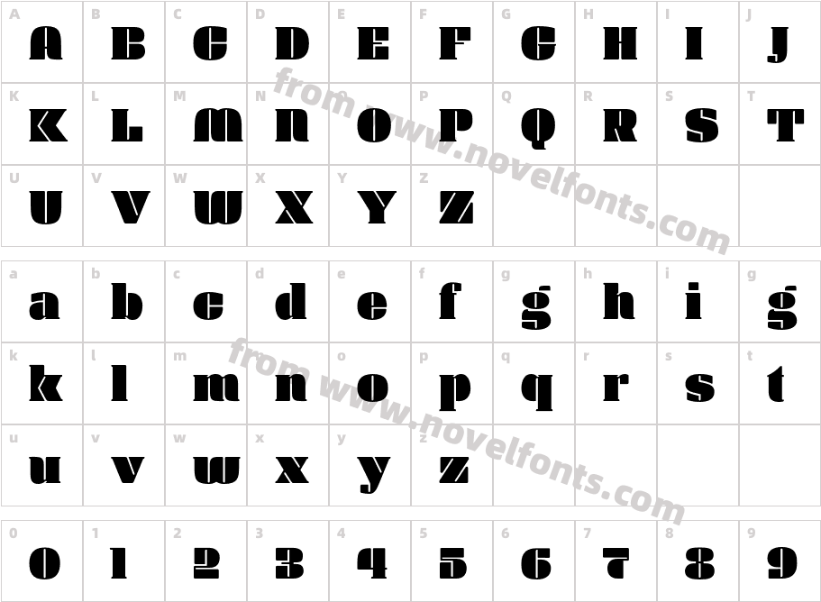 Manometer Serif HighCharacter Map