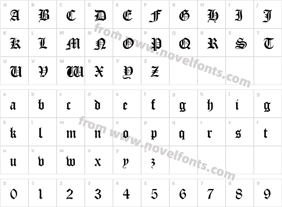 Manuscript RegularSWFTECharacter Map