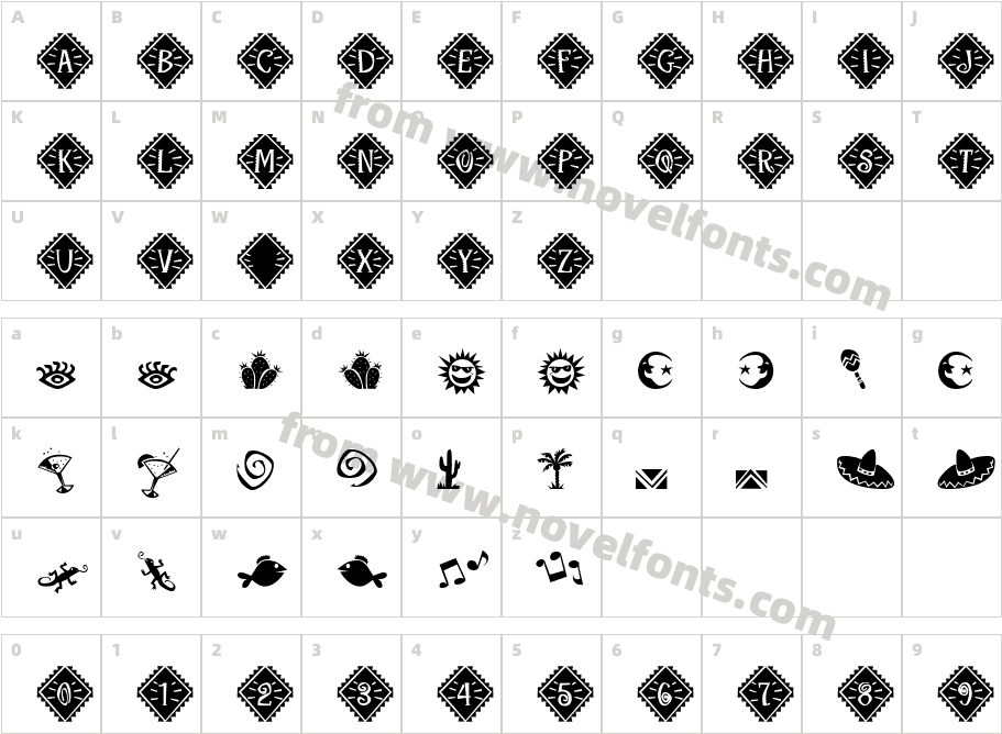 Maraca Extras RegularCharacter Map