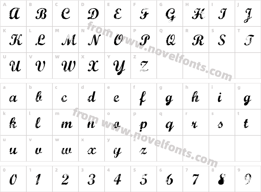 Marcelle ScriptCharacter Map