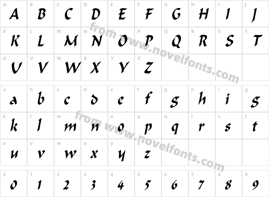 Marlin Condensed ItalicCharacter Map