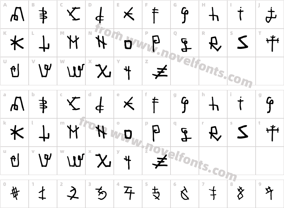 Martian FontCharacter Map