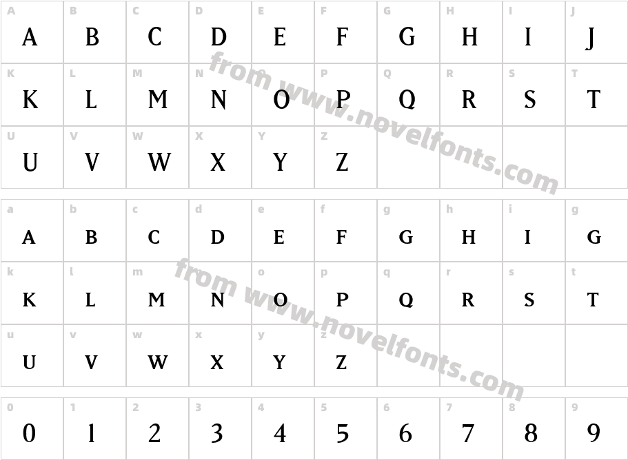 Matrix Regular Small CapsCharacter Map