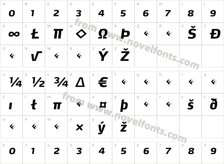 Max Extra Bold Italic ExpertCharacter Map