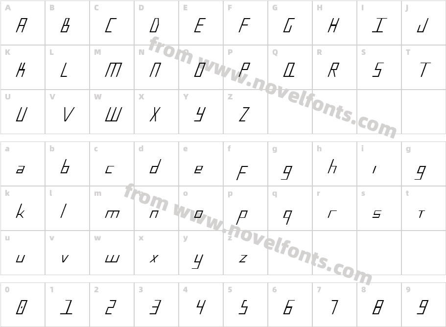 Blue July CondensedCharacter Map