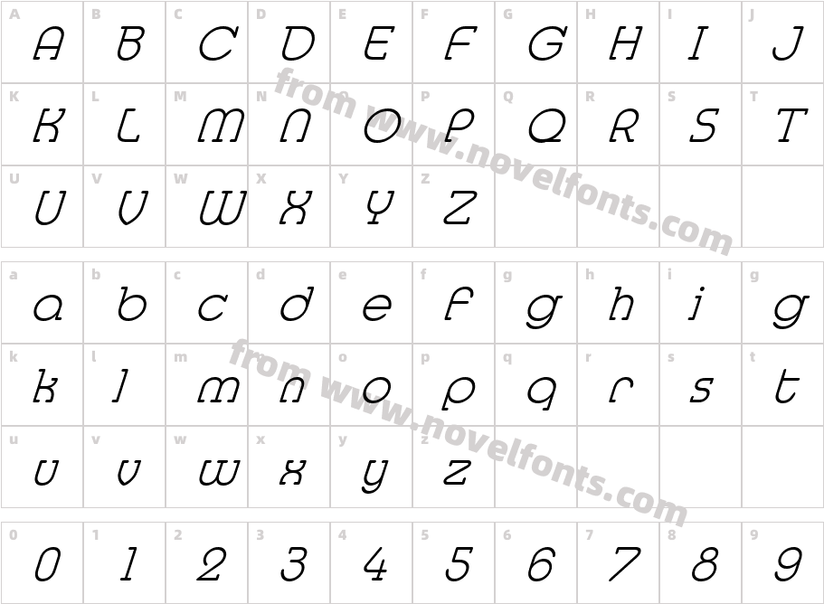 Medfly Light ItalicCharacter Map