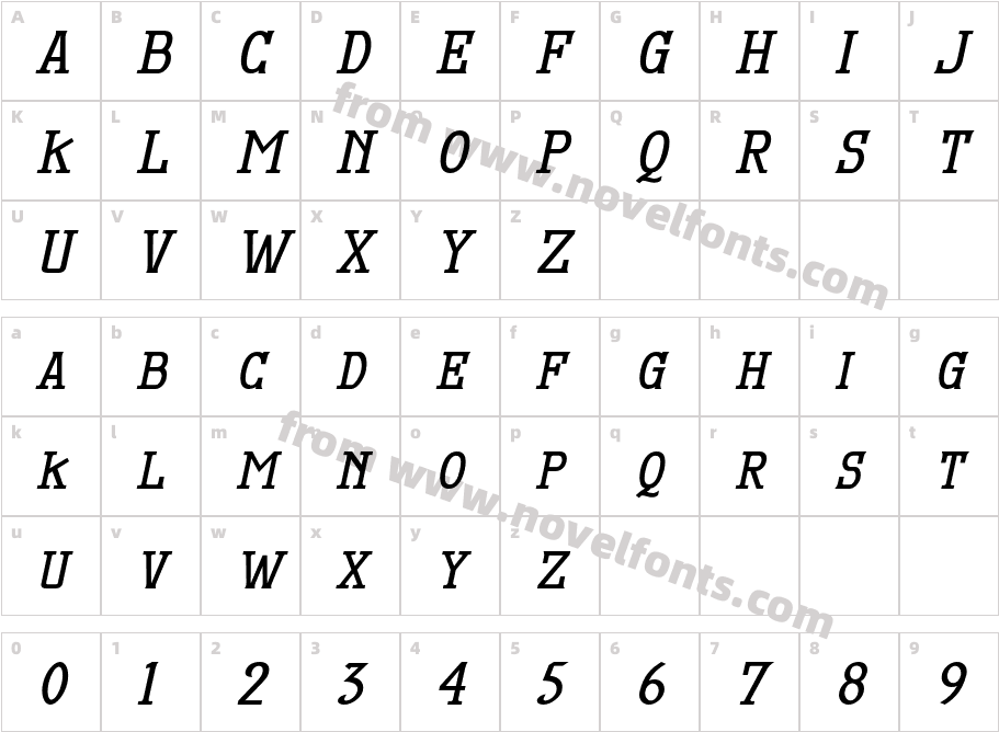 MekanusADF Titling Std Bd ItalicCharacter Map