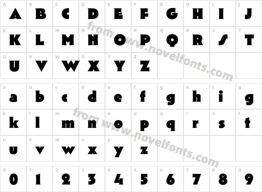 Mendl Serif Dawn BlackCharacter Map