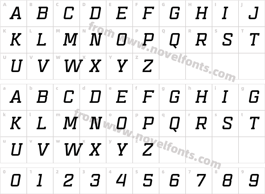 Mensura Slab Titling 1 ItalicCharacter Map