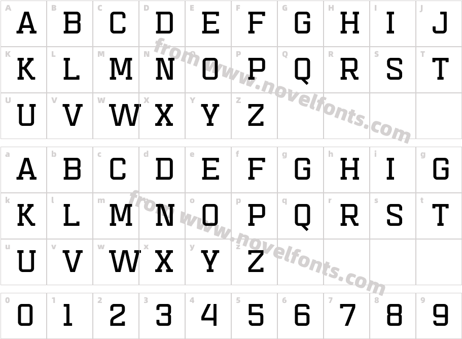 Mensura Slab Titling 1Character Map