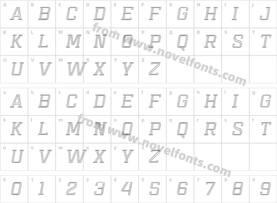 Mensura Slab Titling 5 ItalicCharacter Map