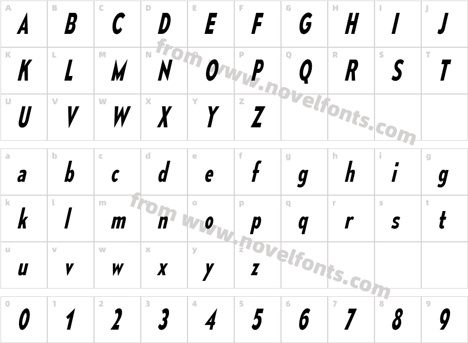 MesmerizeCdSb-ItalicCharacter Map