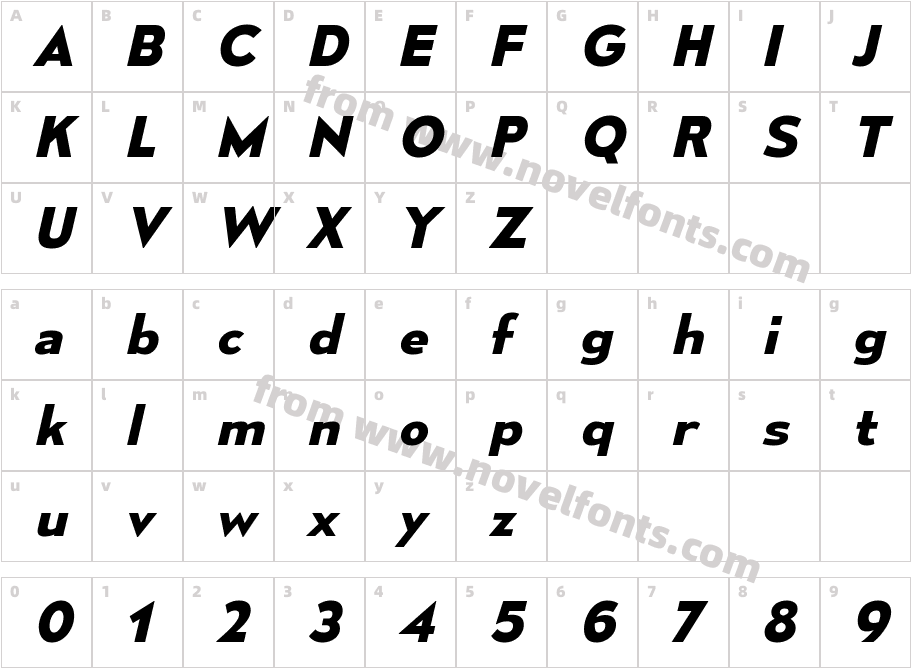 MesmerizeSeRg-BoldItalicCharacter Map