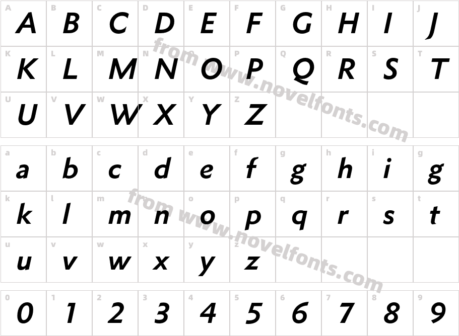 Metro Nova Pro Bold ItalicCharacter Map