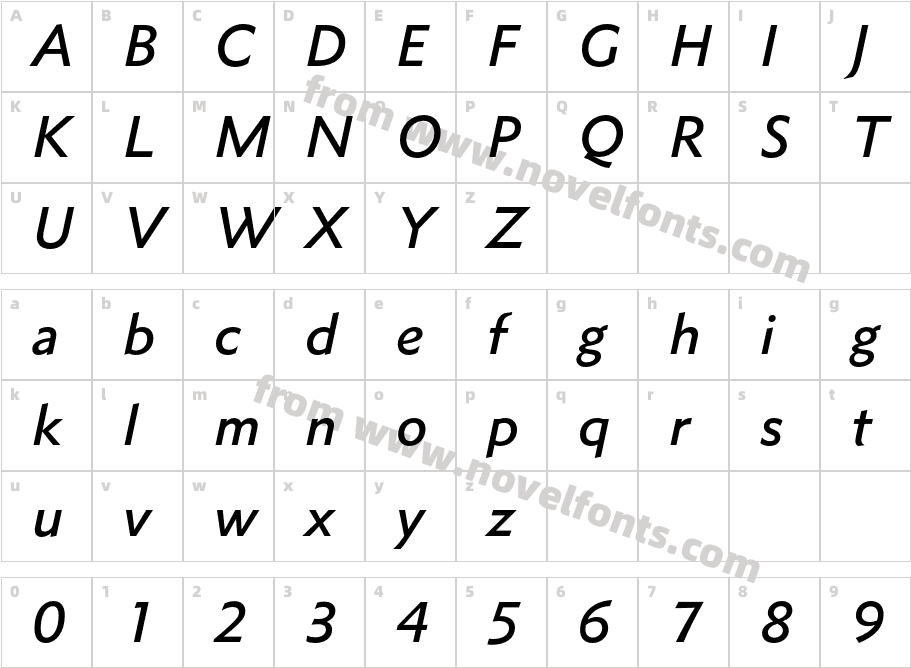 Metro Nova Pro Medium ItalicCharacter Map