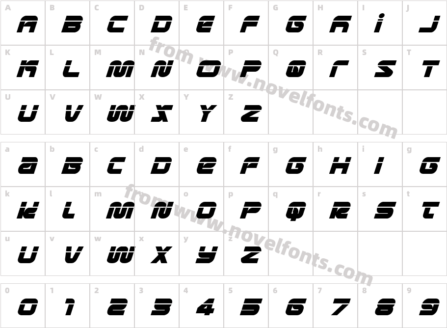 Metronauts Laser ItalicCharacter Map