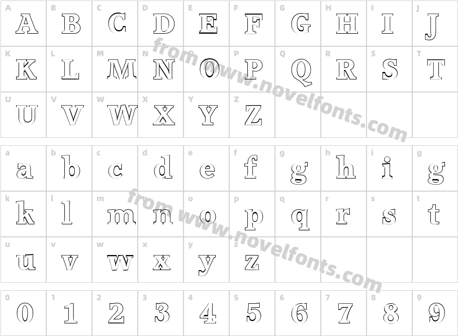 Michael Becker Outline Extra BoldCharacter Map