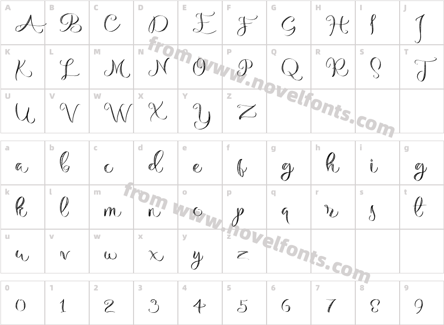 Michelle Handlettering MediumCharacter Map